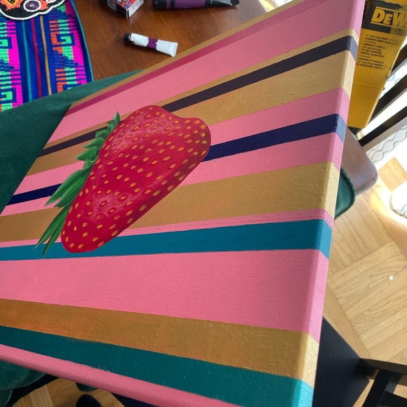 Hand painted art piece - strawberry - Picture 2 of 5